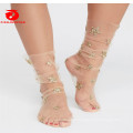 summer cool sheer sparkle tulle glitter mesh socks for women